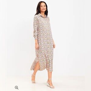 Ann Taylor LOFT Tuileries Floral Midi Long Sleeve Dress 8